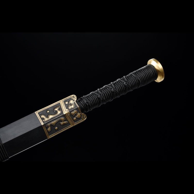 Handgefertigtes chinesisches Schwert Moire Han Jian Gefalteter Stahl Achtseitige Klinge Ebenholzscheide - COOLKATANA 
