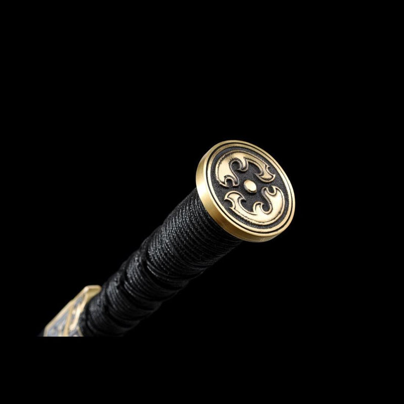 Handgefertigtes chinesisches Schwert Moire Han Jian Gefalteter Stahl Achtseitige Klinge Ebenholzscheide - COOLKATANA 