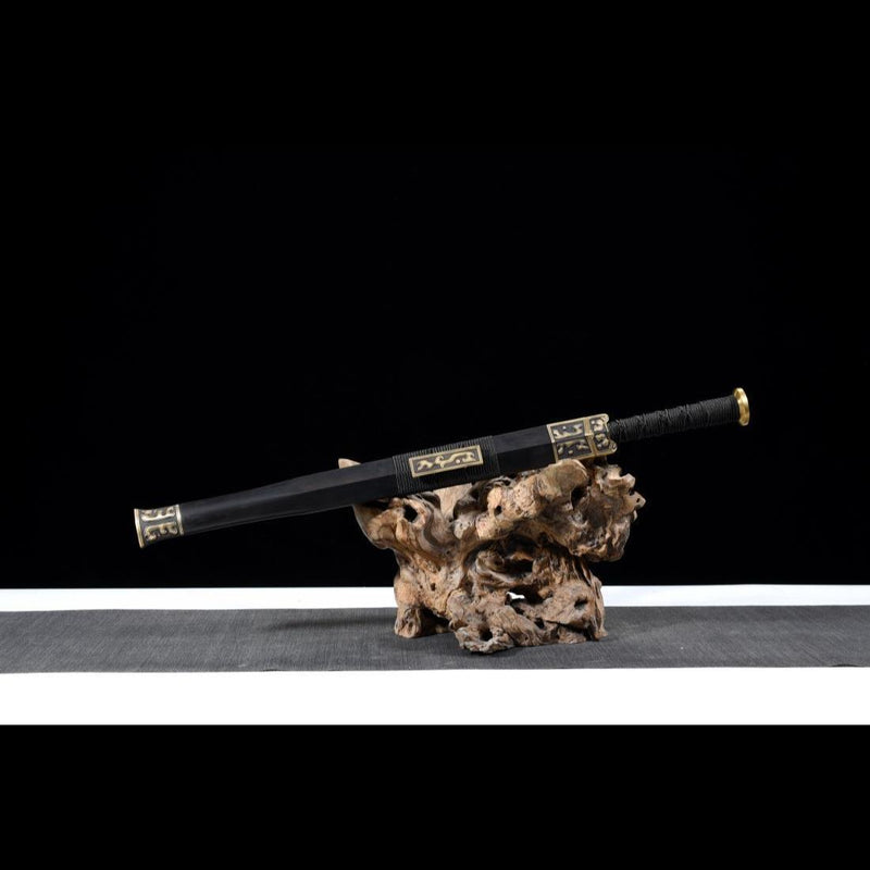 Handgefertigtes chinesisches Schwert Moire Han Jian Gefalteter Stahl Achtseitige Klinge Ebenholzscheide - COOLKATANA 