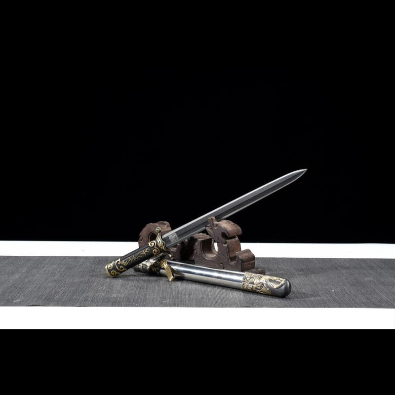 Handmade Chinese Sword General Short Sword Folded Steel Eight-sided Bl 