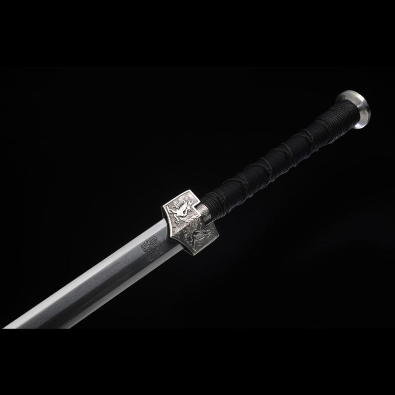 Handmade Chinese Sword Four-Holy-Animal Han Jian Folded Steel Eight-Si 
