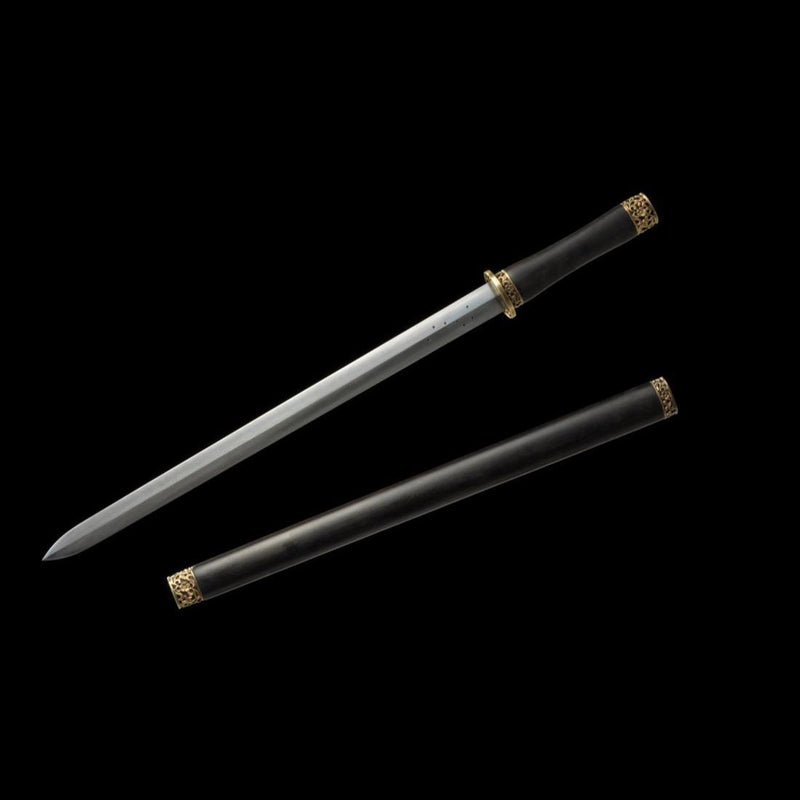 Handgefertigtes chinesisches Schwert Traditionelles Feng Shui Jian Gefaltete Stahlklinge Ebenholzscheide - COOLKATANA 
