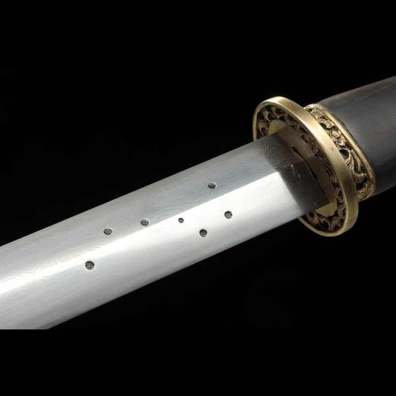 Handgefertigtes chinesisches Schwert Traditionelles Feng Shui Jian Gefaltete Stahlklinge Ebenholzscheide - COOLKATANA 