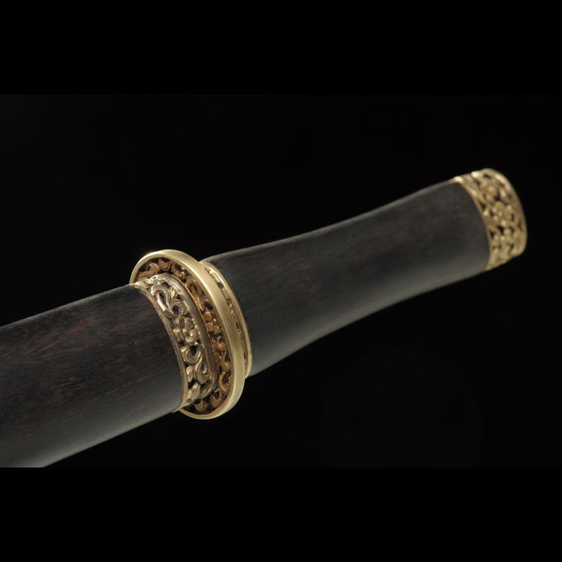 Handgefertigtes chinesisches Schwert Traditionelles Feng Shui Jian Gefaltete Stahlklinge Ebenholzscheide - COOLKATANA 