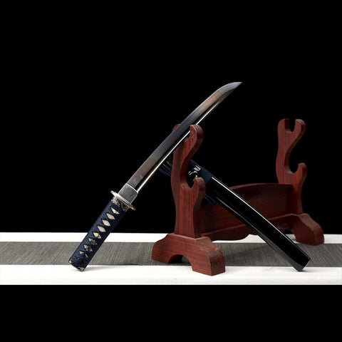Hand Forged Japanese Tanto Sword Short Sword Blue Blade Folded Steel Iron Tsuba Full Tang Sharp-COOLKATANA-SL-1260-U