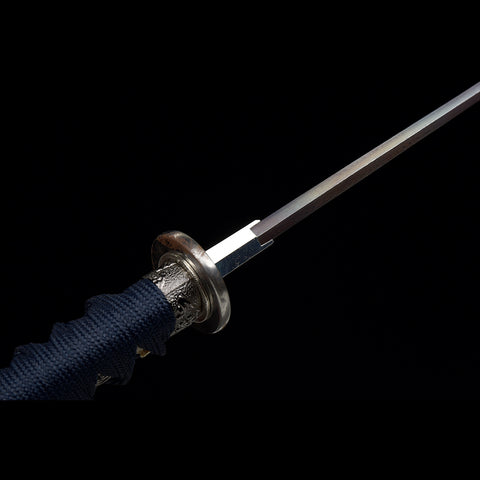 Hand Forged Japanese Tanto Sword Short Sword Blue Blade Folded Steel Iron Tsuba Full Tang Sharp-COOLKATANA-SL-1260-U