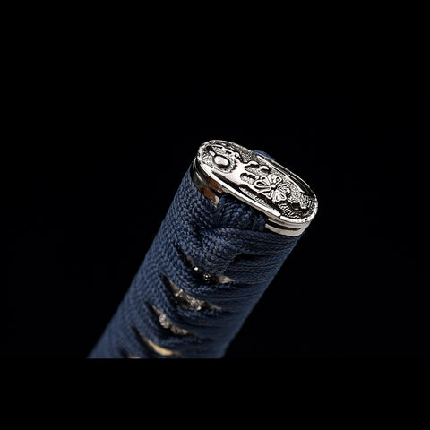 Hand Forged Japanese Tanto Sword Short Sword Blue Blade Folded Steel Iron Tsuba Full Tang Sharp-COOLKATANA-SL-1260-U