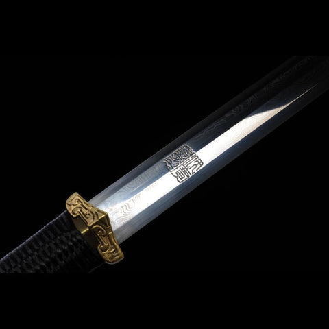 Handmade Chinese Sword Xiangyun Han Jian Auspicious Cloud Pattern Engraved Folded Steel Eight-sided Blade-COOLKATANA-SL-6027-U