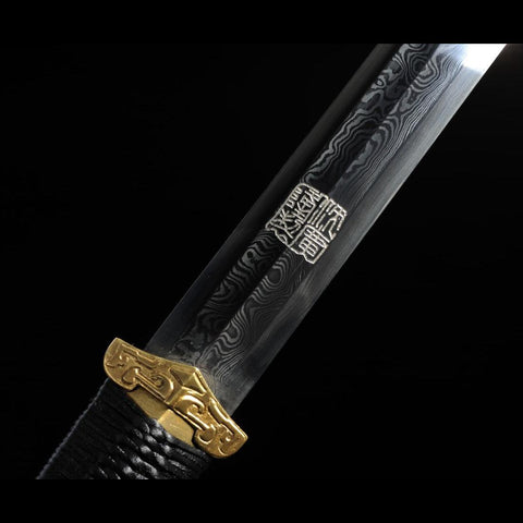 Handmade Chinese Sword Xiangyun Han Jian Auspicious Cloud Pattern Engraved Folded Steel Eight-sided Blade-COOLKATANA-SL-6027-U