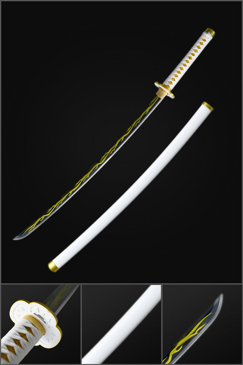 Anime sword demon slayer characters Zenitsu Agatsuma katana 1095 High Carbon Steel Blade QQ-0100 
