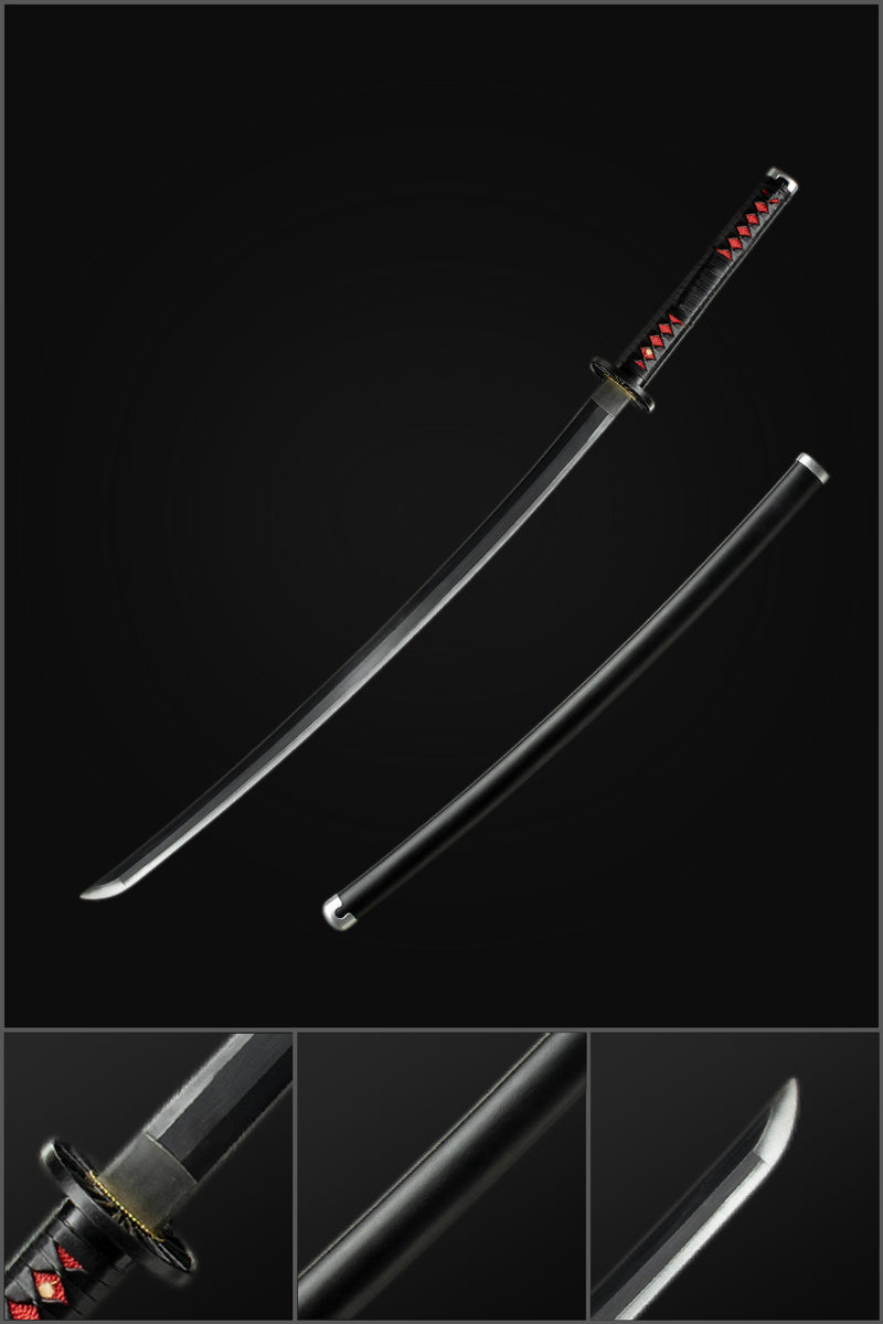 1095 Kohlenstoffstahl Schwarzer Dämonentöter Tanjiro Nichirin Katana Schwert 