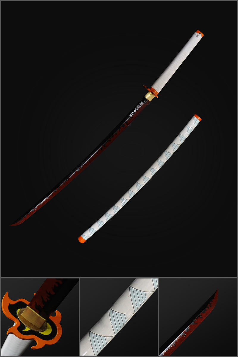 Hand Forged Anime Sword Demon Slayer Rengoku Kyojuro Nichirin Katana S 