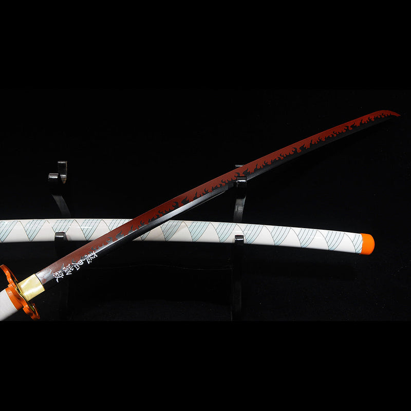 Hand Forged Anime Sword Demon Slayer Rengoku Kyojuro Nichirin Katana S 
