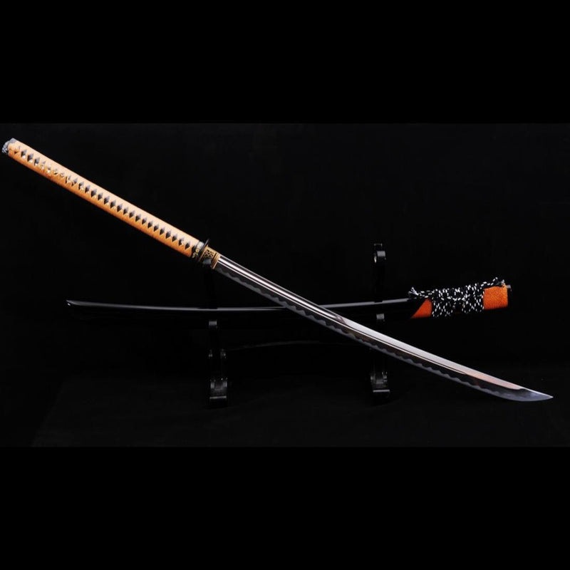 Hand Forged Japanese Naginata Sword 1095 Carbon Steel Rayskin Saya 