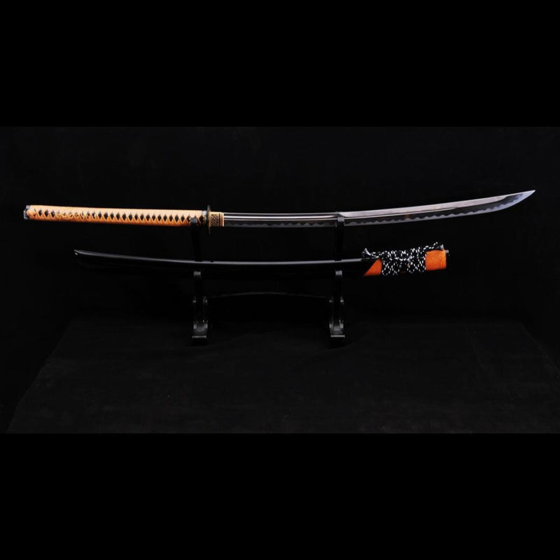 Hand Forged Japanese Naginata Sword 1095 Carbon Steel Rayskin Saya 