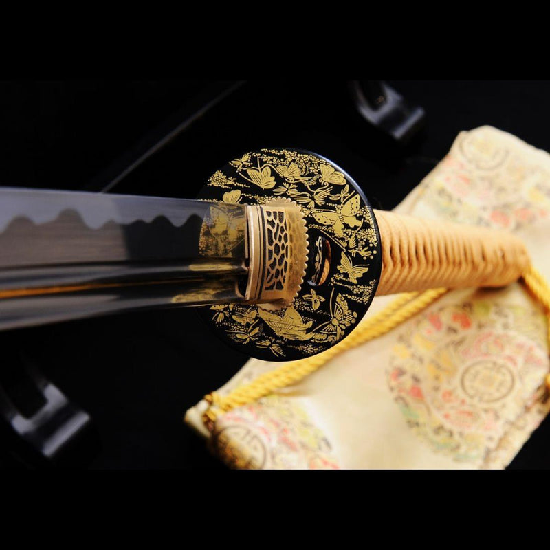 Hand Forged Japanese Naginata Sword 1095 Carbon Steel Rayskin Saya 
