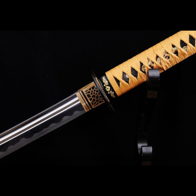 Hand Forged Japanese Naginata Sword 1095 Carbon Steel Rayskin Saya 
