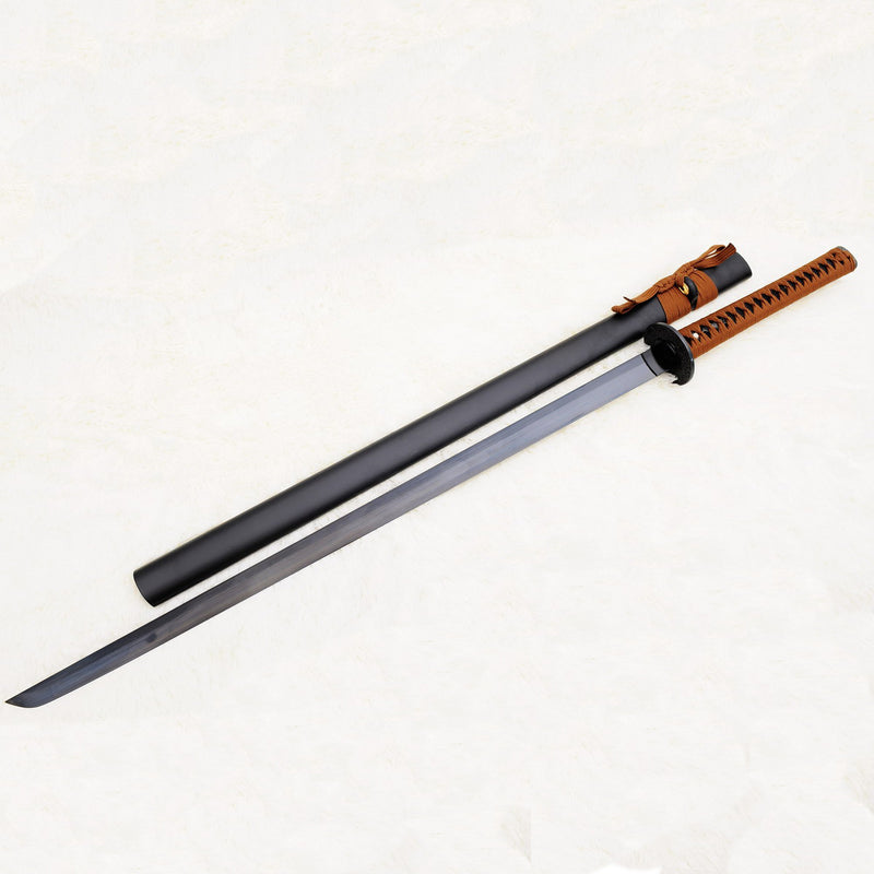 Handgeschmiedete japanische Ninja Chokuto gefaltete schwarze Stahlklinge - COOLKATANA 