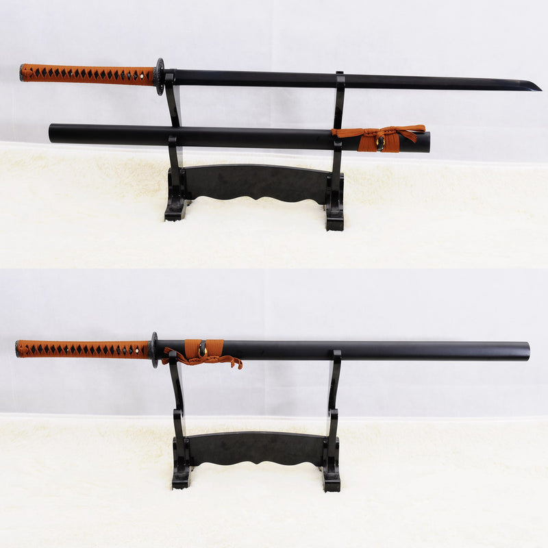 Handgeschmiedete japanische Ninja Chokuto gefaltete schwarze Stahlklinge - COOLKATANA 