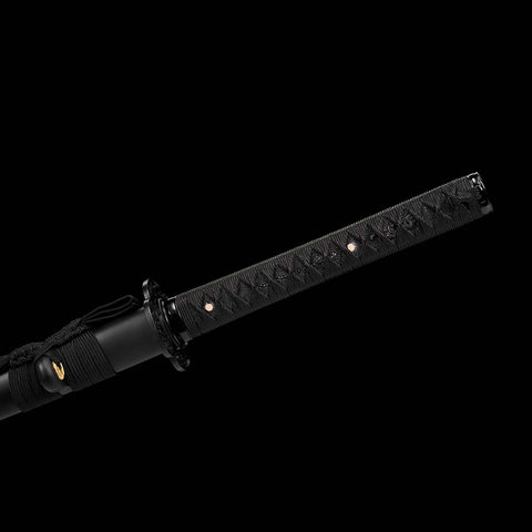 Hand Forged Japanese Ninja Chokuto Sword 1095 High Carbon Steel Iron Tsuba Black Saya-COOLKATANA-SL-805-U