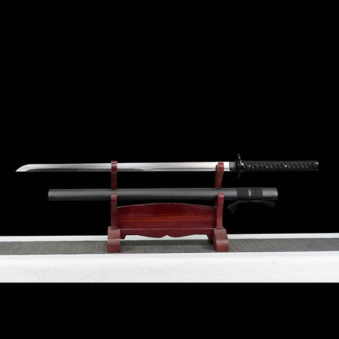 Hand Forged Japanese Ninja Chokuto Sword 1095 High Carbon Steel Iron Tsuba Black Saya-COOLKATANA-SL-805-U