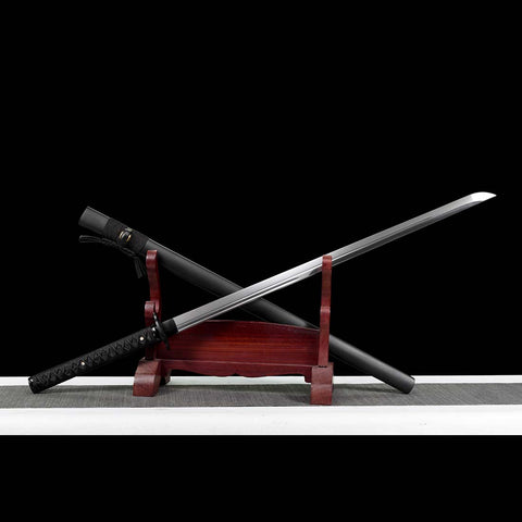 Hand Forged Japanese Ninja Chokuto Sword 1095 High Carbon Steel Iron Tsuba Black Saya-COOLKATANA-SL-805-U