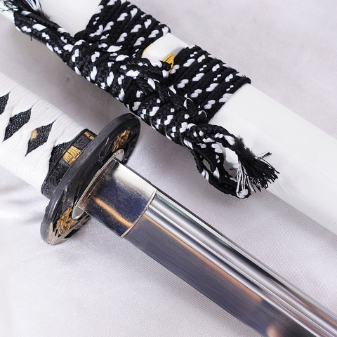 Hand Forged Japanese Ninja Sword 9260 Spring Steel Straight Blade Ninjato Bamboo Tsuba-COOLKATANA-SL-1046-U