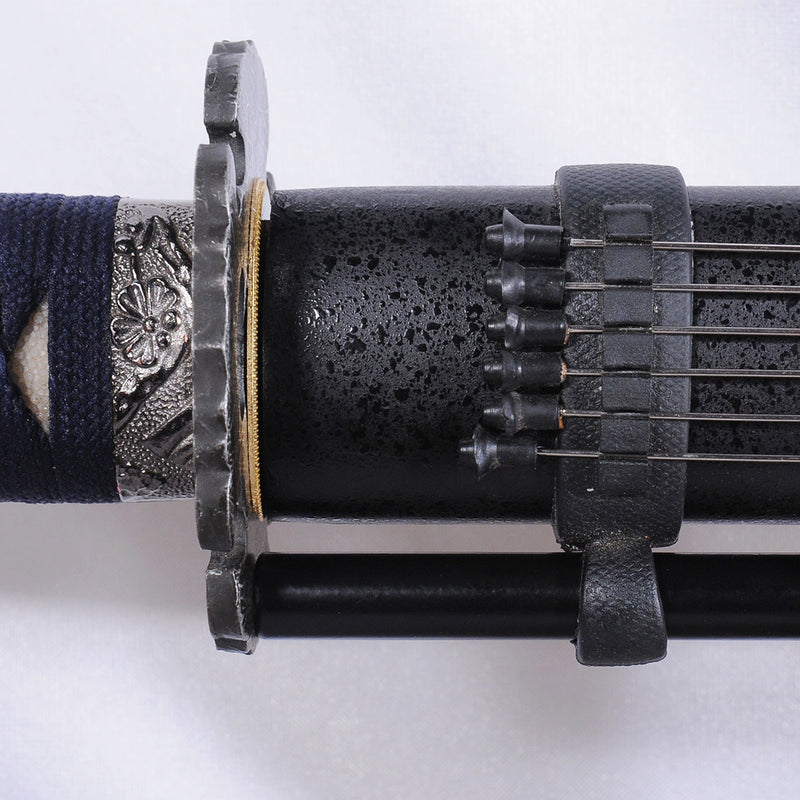 Handgeschmiedetes japanisches Ninja-Schwert aus Chokuto-Damaststahl mit Blasnadeln - COOLKATANA 