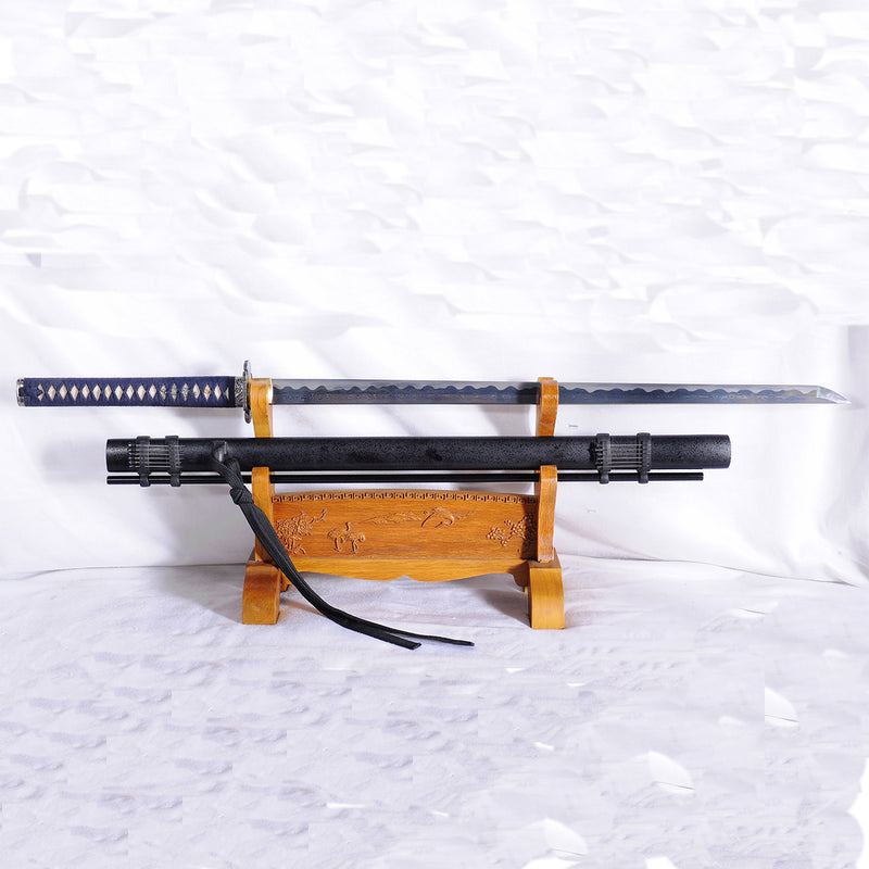 Handgeschmiedetes japanisches Ninja-Schwert aus Chokuto-Damaststahl mit Blasnadeln - COOLKATANA 