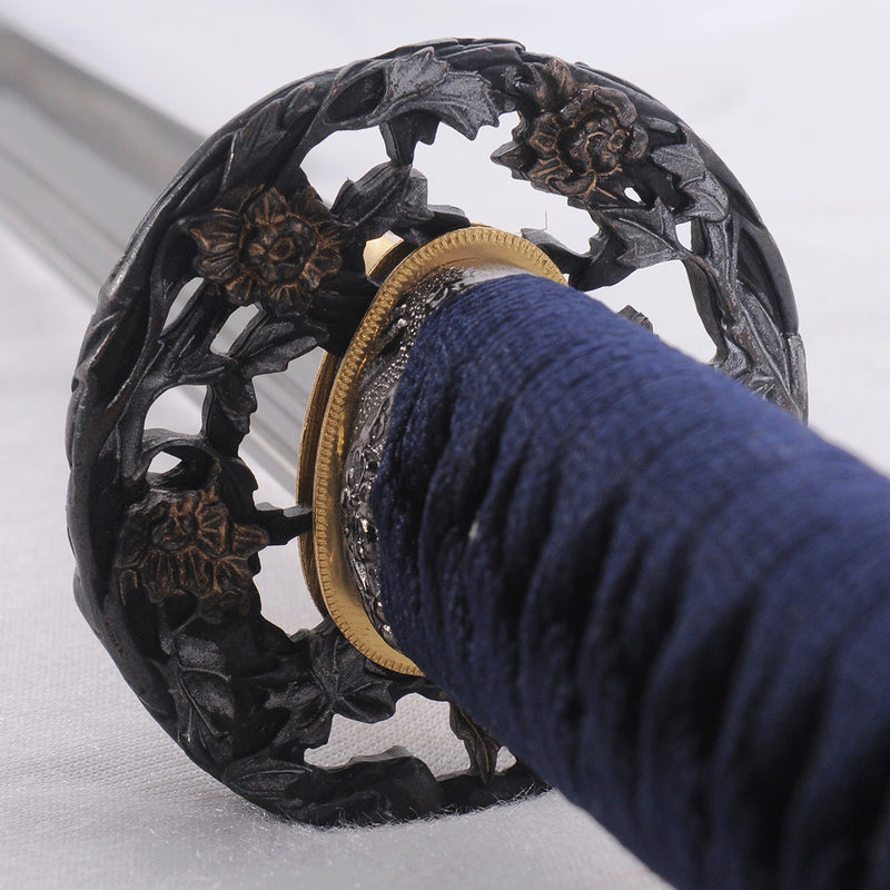 Hand Forged Japanese Ninja Sword Damascus Folded Steel Straight Blade  