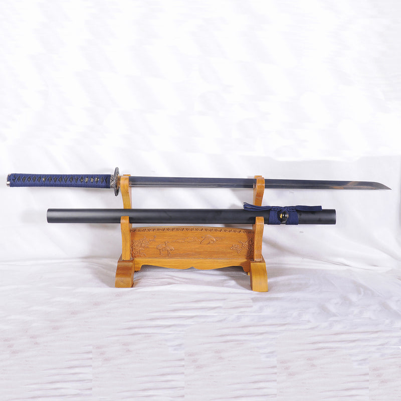 Hand Forged Japanese Ninja Sword Damascus Folded Steel Straight Blade  