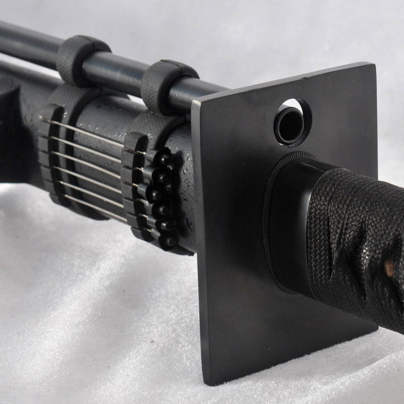 Handgeschmiedetes japanisches Ninja-Schwert Gefalteter Stahl Schwarze Klinge Eisen Quadratische Tsuba-Blasnadeln - COOLKATANA 