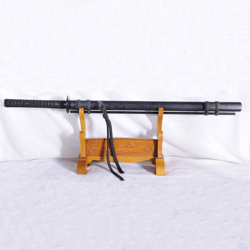 Handgeschmiedetes japanisches Ninja-Schwert, gefaltete schwarze Chokuto-Stahlklinge mit blasenden Nadeln - COOLKATANA 