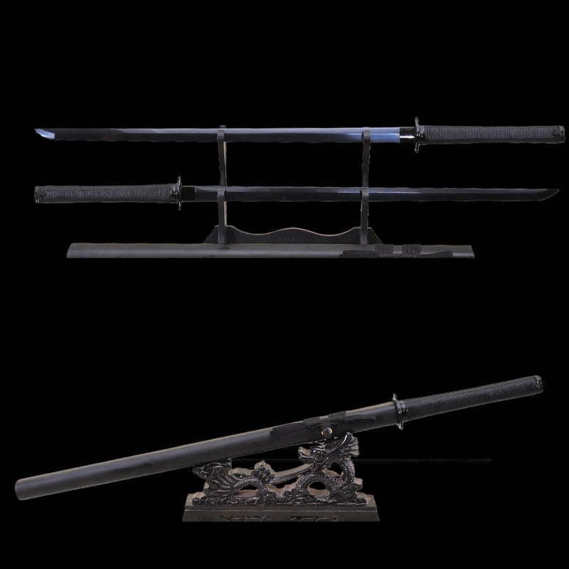 Hand Forged Japanese Ninja Sword Set Gemini Twin Ninjato Folde Steel I 