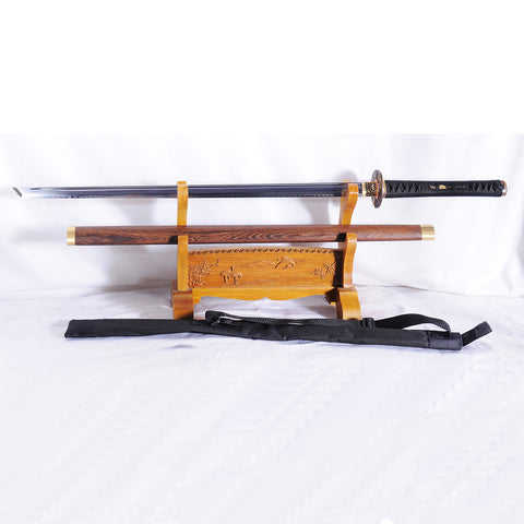 Hand Forged Japanese Ninja Sword Straight Blade 1095 Carbon Steel Clay Tempered KIRIHA-ZUKURI Shape-COOLKATANA-SL-869-U