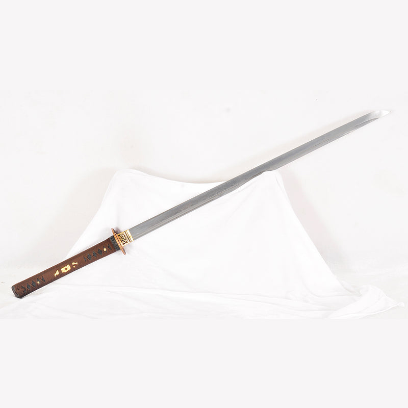 Handgeschmiedetes japanisches Ninja-Schwert mit gerader Klinge Chokuto Folded Steel Dragon Tsuba Battle Ready - COOLKATANA 