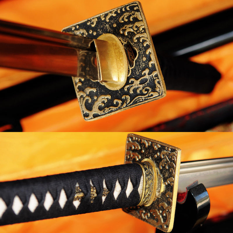 Hand Forged Japanese Ninjato Chokuto Straight Blade Sword Folded Steel 
