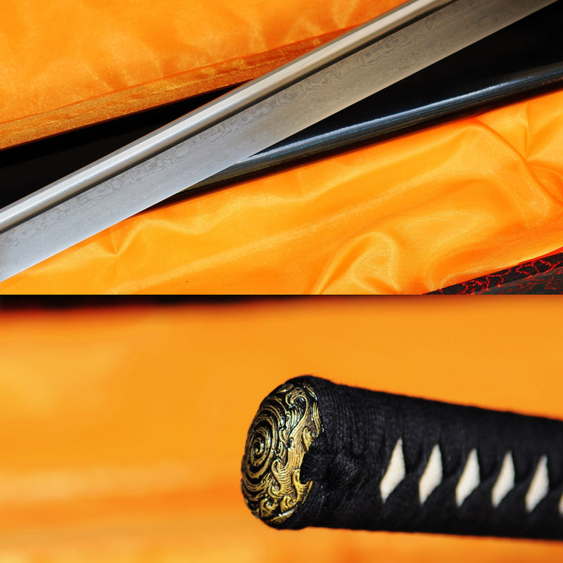 Hand Forged Japanese Ninjato Chokuto Straight Blade Sword Folded Steel 