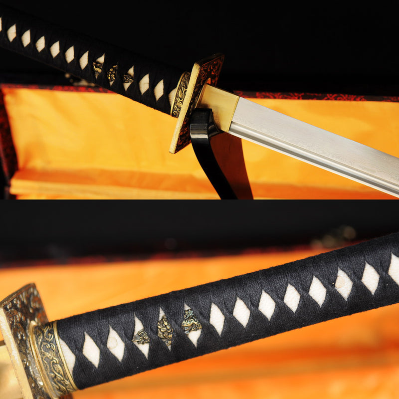 Hand Forged Japanese Ninjato Chokuto Straight Blade Sword Folded Steel 