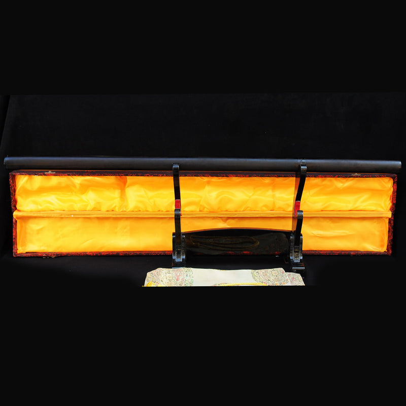 Handgeschmiedetes japanisches Ninjato Katana Schwert Gerade Klinge Shirasaya Chokuto Ebenholz Saya Kombiniertes Material - COOLKATANA 