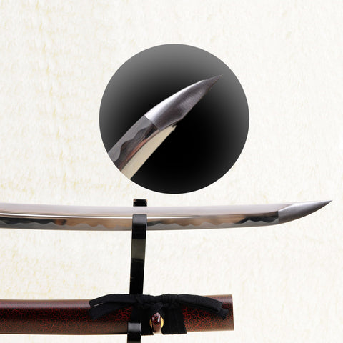 Hand Forged Japanese O-Kissaki Wakizashi 1095 Carbon Steel Sword Unokubi-Zukuri Blade Battle Ready-COOLKATANA-SL-838-U