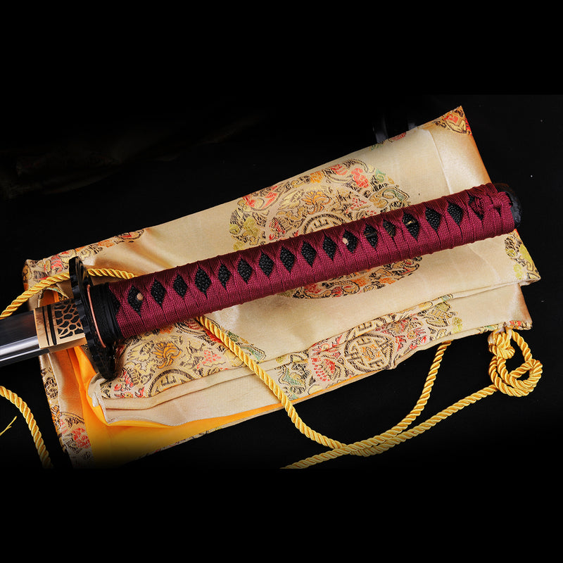 Handgeschmiedetes japanisches Samurai-Katana-Schwert 1095 Kohlenstoffstahl Tongehärteter Kranich Tsuba Sharp - COOLKATANA 