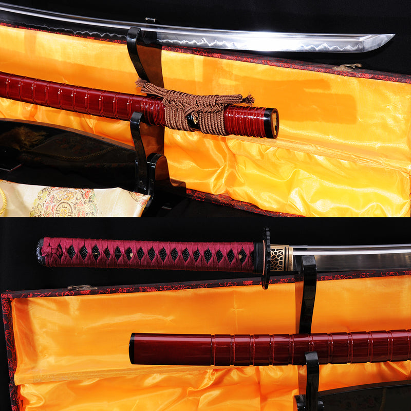 Handgeschmiedetes japanisches Samurai-Katana-Schwert 1095 Kohlenstoffstahl Tongehärteter Kranich Tsuba Sharp - COOLKATANA 