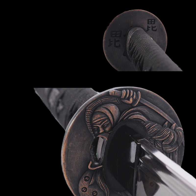 Handgeschmiedetes japanisches Samurai-Katana-Schwert 1095 Kohlenstoffstahl Unokubi-Zukuri-Klinge Handschleifmittel Hamon - COOLKATANA 