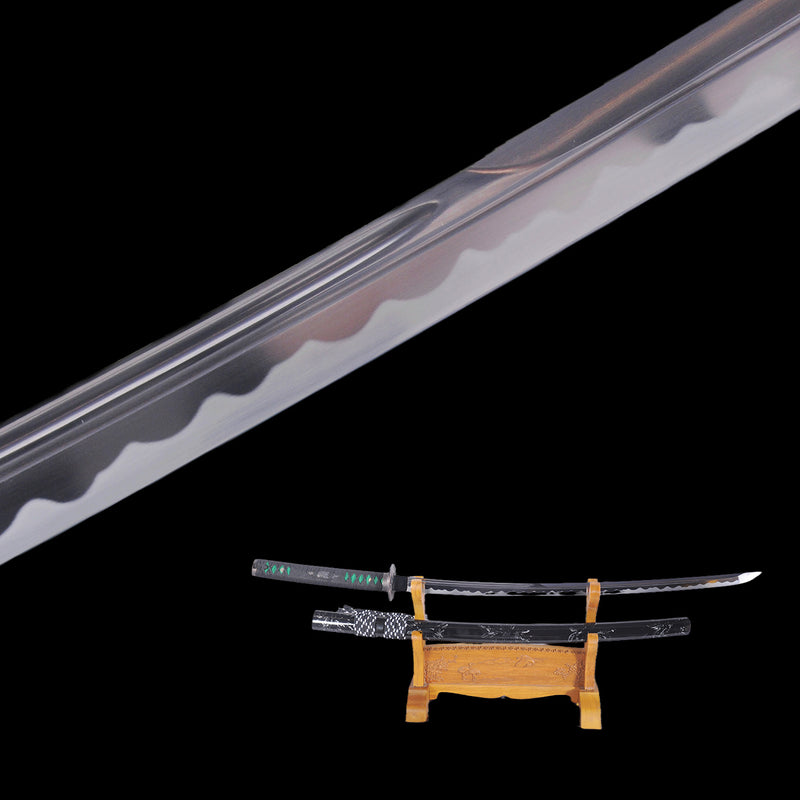 Handgeschmiedetes japanisches Samurai-Katana-Schwert 1095 Kohlenstoffstahl Unokubi-Zukuri-Klinge Handschleifmittel Hamon - COOLKATANA 