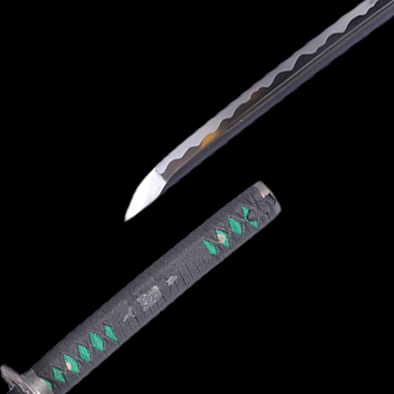 Handgeschmiedetes japanisches Samurai-Katana-Schwert 1095 Kohlenstoffstahl Unokubi-Zukuri-Klinge Handschleifmittel Hamon - COOLKATANA 