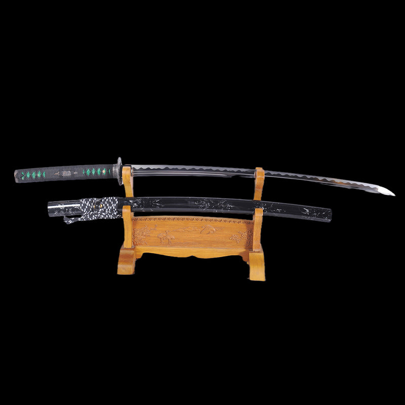 Handgeschmiedetes japanisches Samurai-Katana-Schwert 1095 Kohlenstoffstahl Unokubi-Zukuri-Klinge Handschleifmittel Hamon - COOLKATANA 