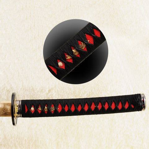 Hand Forged Japanese Samurai Katana Sword 1095 Carbon Steel Unokubi-Zukuri Blade Iron Tsuba-COOLKATANA-SL-842-U