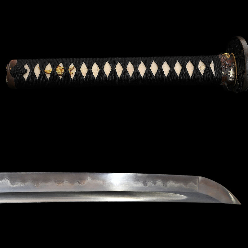 Handgeschmiedetes japanisches Samurai-Katana-Schwert 1095 Gefalteter Stahl Clay Tempered Hand-Drawn Crane Saya - COOLKATANA 