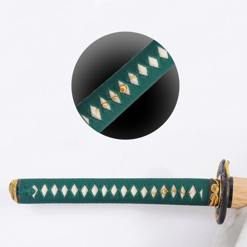 ดาบซามูไรคาทานะของญี่ปุ่นตีขึ้นมือ 1095 พับเหล็กชุบดินเหนียว Suguha Hamon Snake Tsuba แบบเต็มความยาว - COOLKATANA 